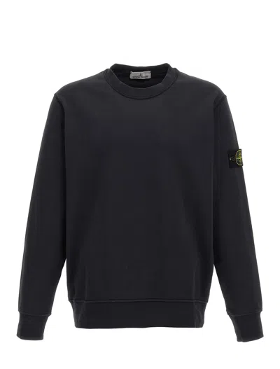 Stone Island Gray Ribbed Soft Organic Cotton Crewneck Sweater In V0065 Charcoal