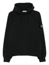 Stone Island Organic Cotton Fleece Hoodie In Black