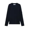 Stone Island Ribbed-knit Virgin Wool Sweater With Signature Patch In Blue