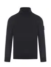 Stone Island Logo Roll-neck Jumper In Black
