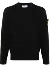 Stone Island Crew Neck Sweater With Brushed Texture. In Black