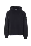 Stone Island Relaxed Fit Black Hoodie With Distinctive Patch Logo In Black