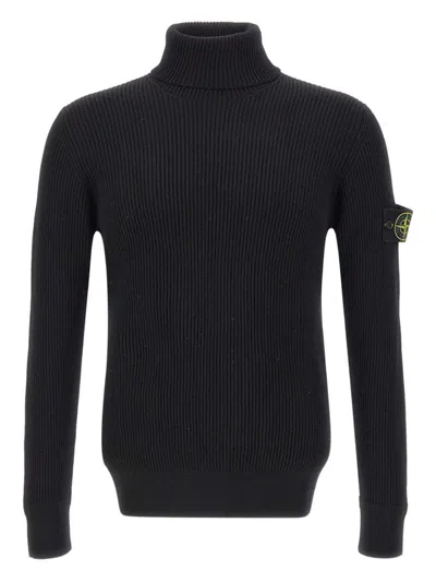 STONE ISLAND STONE ISLAND TURTLENECK SWEATER WITH LOGO PATCH