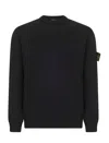 Stone Island Sweatshirt With Ribbed Edges In Black