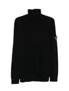 Stone Island Ribbed Wool Turtleneck Sweater Clothing In Black