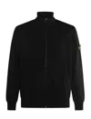 Stone Island High Collar Ribbed Cuffs Side Pockets Sweatshirt In Black