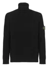 Stone Island Finely Ribbed Turtleneck Sweater In Black