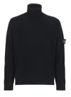 Stone Island Finely Ribbed Turtleneck Sweater In Black