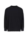 Stone Island Black Long Sleeve Crewneck Sweatshirt With Patch Logo In Black