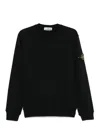 Stone Island Organic Cotton Crewneck Sweatshirt In Black