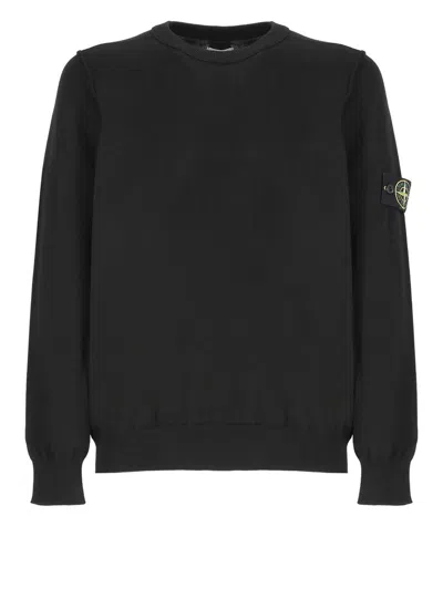 Stone Island Ribbed-knit Cotton Sweater In Black