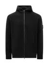 Stone Island Compass-badge Hooded Cardigan In Black
