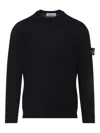 Stone Island Blue Navy Ribbed Turtleneck Sweater In Wool Men In Multi