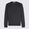 Stone Island Black Organic Cotton Diagonal Fleece Old Effect Sweatshirt In Black