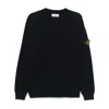 Stone Island Lightweight Wool Crew Neck Pullover In Black