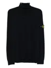 Stone Island Ribbed Wool Turtleneck Sweater Clothing In Black