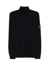 Stone Island Ribbed Wool Turtleneck Sweater Clothing In Black