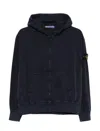 Stone Island Oversized Cotton Jacket With Ribbed Inserts In Blue