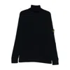Stone Island Ribbed Turtleneck Sweater In Blue