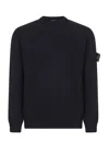 Stone Island Sweatshirt With Ribbed Edges In Blue