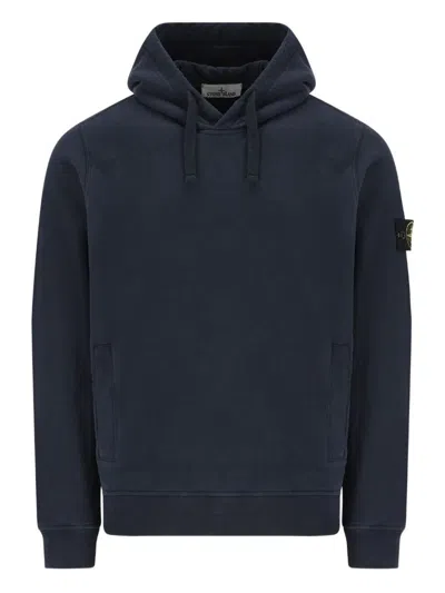 Stone Island Blue Logo Badge Hoodie