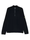 Stone Island Ribbed Crewneck Sweater Fitted Shape In Blue