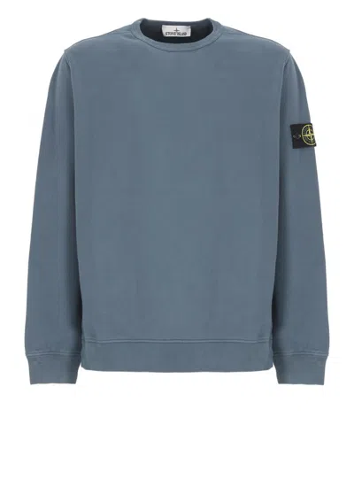 Stone Island Muted Blue Cotton Sweatshirt