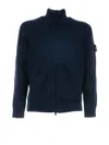 Stone Island Long-sleeved Knitted Cardigan In Blue