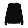 Stone Island Stretch Wool Crewneck Sweater With Reverse Stitch Details Clothing In Blue