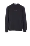 Stone Island Crew Neck Long Sleeve Ribbed Sweater In Blue