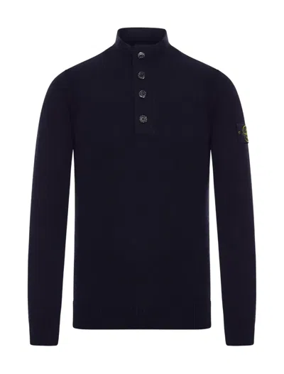 Stone Island Wool Turtleneck Sweater High Neck Knit In Black