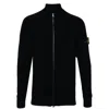 Stone Island Compass-patch Zip-up Cardigan In Blue