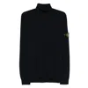 Stone Island Ribbed Wool Turtleneck Sweater Clothing In Black