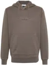 Stone Island Logo-print Cotton Hoodie In Brown