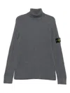 Stone Island Ribbed Turtleneck Sweater In Gray