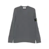Stone Island Ribbed Sweater With Application In Gray