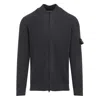 Stone Island Ribbed Zip-up Sweater With High Collar In Gray