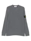 Stone Island Ribbed Sweater With Application In Gray