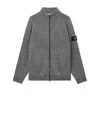 Stone Island Long-sleeved Knitted Cardigan In Gray