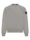 Stone Island Grey Brushed Organic Cotton Crewneck Sweatshirt In Gray