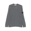 Stone Island Ribbed Sweater With Application In Gray