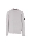Stone Island Grey Wool Sweater With Logo In Gray