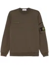 Stone Island Compass Patch Crewneck Sweatshirt In Green