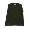 Stone Island Knit Crewneck Sweater In Full Rib Rws Wool Clothing In Green