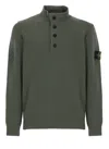 Stone Island Knitted Turtleneck Sweater With Ribbed Collar In Green