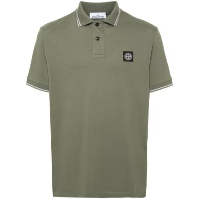 Stone Island Compass-motif Polo Shirt In Green