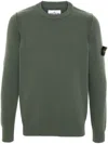 Stone Island Wool-blend Compass-patch Sweater In Green