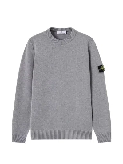 Stone Island Wool Crewneck Jumper In Gray