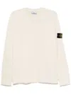 Stone Island Beige Long-sleeved Sweater With Distinctive Logo Patch In Beige