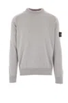 Stone Island Fancy Yarn Crewneck Jumper With Brushed Texture In Gray